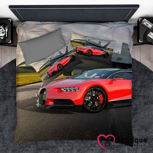 Red Bugatti Chiron Duvet Cover Set