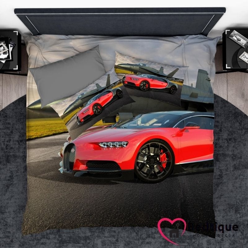 Red Bugatti Chiron Duvet Cover Set