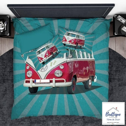 Funky Red VW Bus Duvet Cover Set